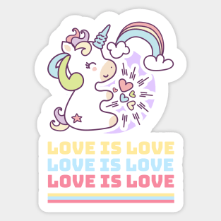 LOVE IS LOVE - Cute Unicorn Rainbow Sticker